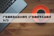 广东麻将怎么玩小技巧（广东麻将怎么玩新手入门）