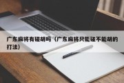 广东麻将有碰胡吗（广东麻将只能碰不能胡的打法）