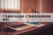 广东麻将该怎么玩的（广东麻将怎么玩的详细教学）