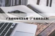 广东麻将筹码怎么看（广东麻将怎么数）